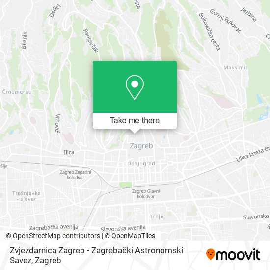 Zvjezdarnica Zagreb - Zagrebački Astronomski Savez map