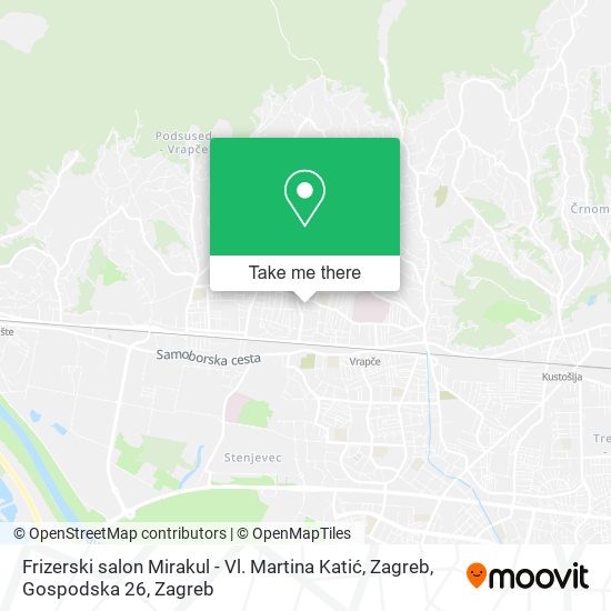 Frizerski salon Mirakul - Vl. Martina Katić, Zagreb, Gospodska 26 map