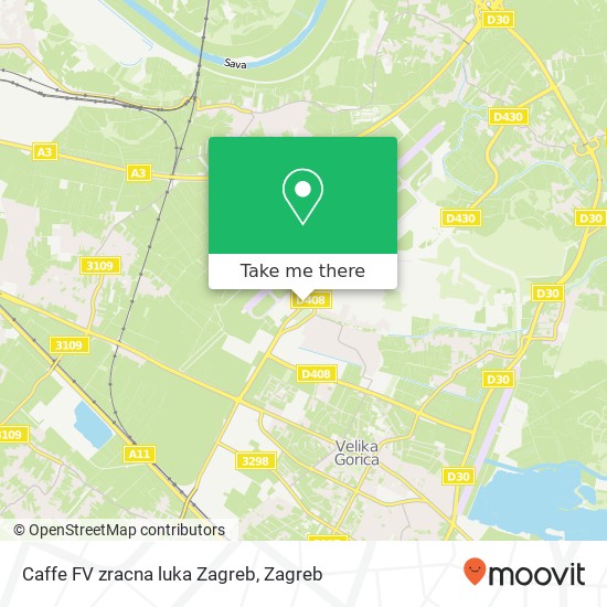 Caffe FV zracna luka Zagreb map