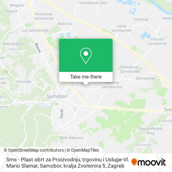 Sms - Plast obrt za Proizvodnju, trgovinu i Usluge-Vl. Mario Slamar, Samobor, kralja Zvonimira 5 map