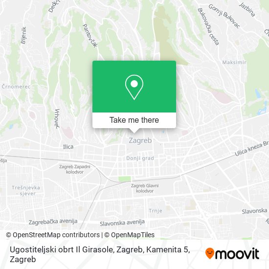 Ugostiteljski obrt Il Girasole, Zagreb, Kamenita 5 map