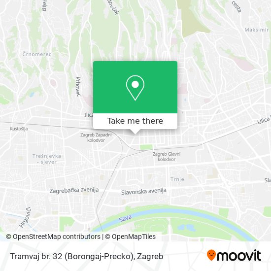Tramvaj br. 32 (Borongaj-Precko) map