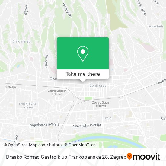 Drasko Romac Gastro klub Frankopanska 28 map