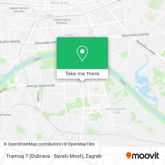 Tramvaj 7 (Dubrava - Savski Most) map