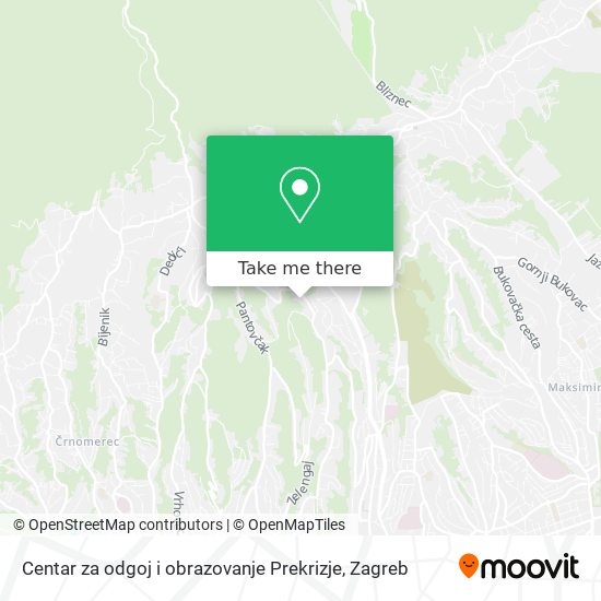 Centar za odgoj i obrazovanje Prekrizje map