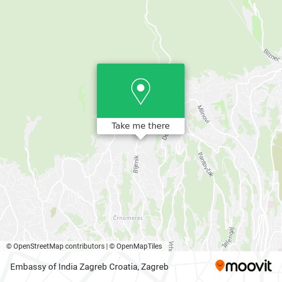 Embassy of India Zagreb Croatia map