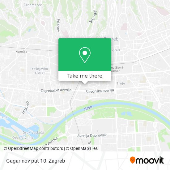 Gagarinov put 10 map