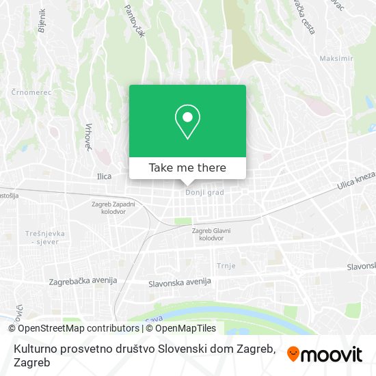 Kulturno prosvetno društvo Slovenski dom Zagreb map