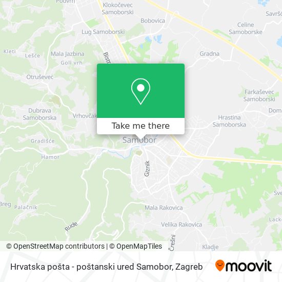 Hrvatska pošta - poštanski ured Samobor map