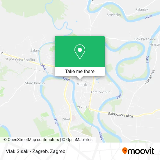 Vlak Sisak - Zagreb map