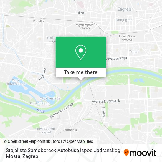 Stajaliste Samoborcek Autobusa ispod Jadranskog Mosta map