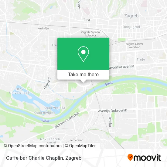 Caffe bar Charlie Chaplin map