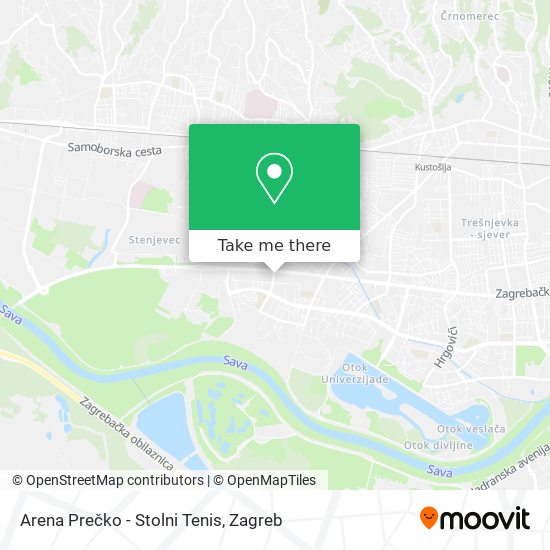 Arena Prečko - Stolni Tenis map