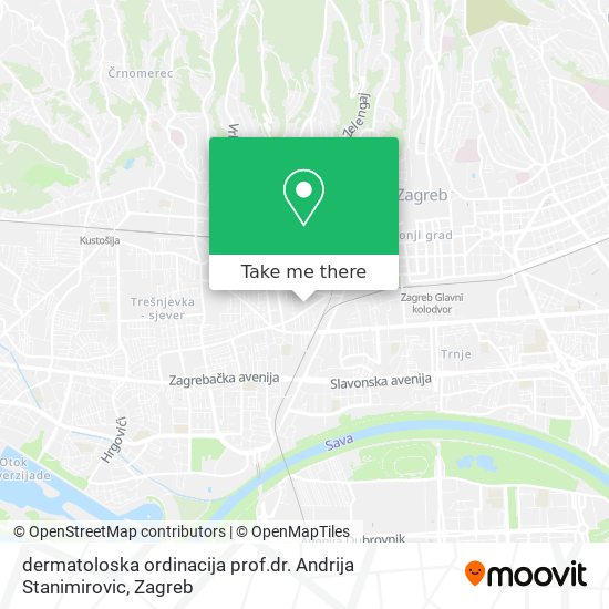 dermatoloska ordinacija prof.dr. Andrija Stanimirovic map