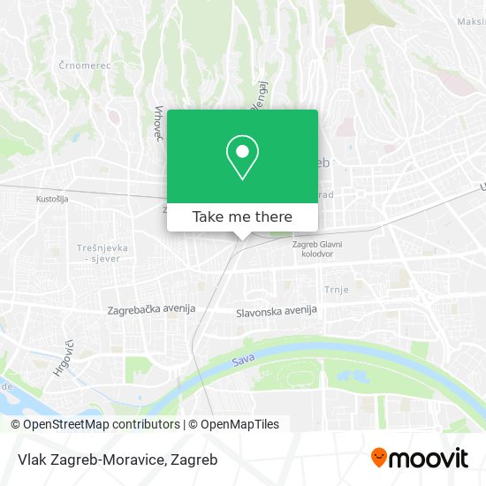 Vlak Zagreb-Moravice map