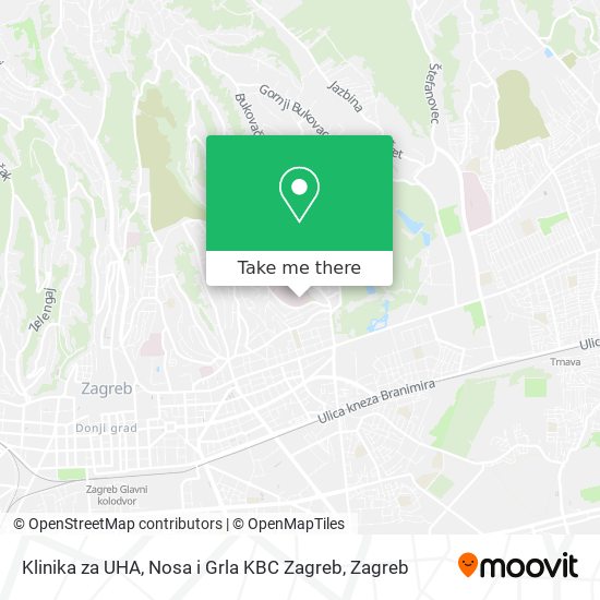 Klinika za UHA, Nosa i Grla KBC Zagreb map