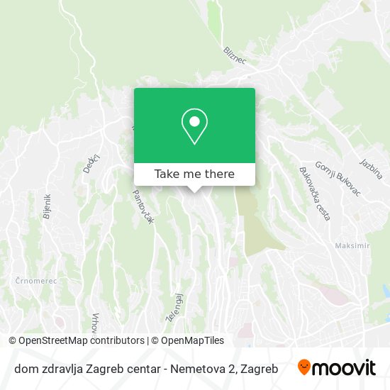 dom zdravlja Zagreb centar - Nemetova 2 map