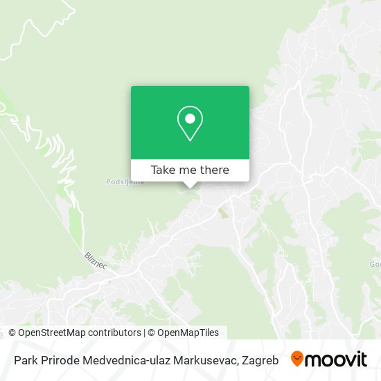 Park Prirode Medvednica-ulaz Markusevac map