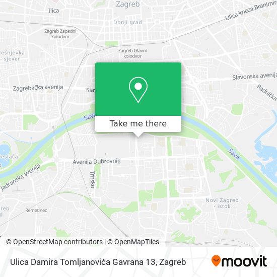 Ulica Damira Tomljanovića Gavrana 13 map