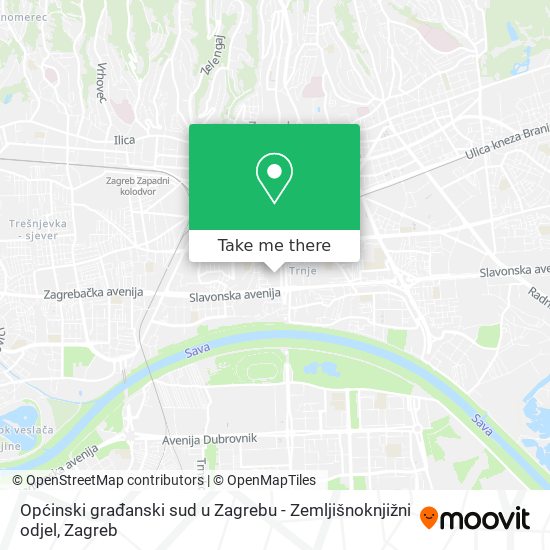 Općinski građanski sud u Zagrebu - Zemljišnoknjižni odjel map
