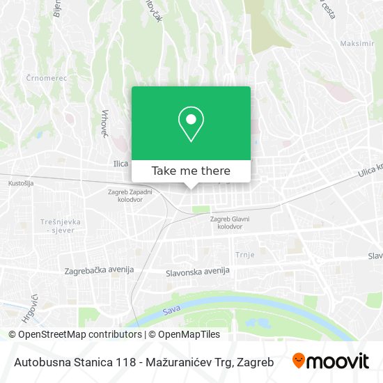 Autobusna Stanica 118 - Mažuranićev Trg map