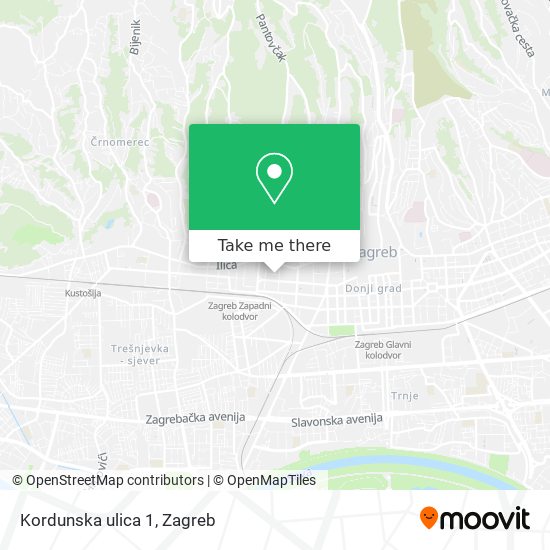 Kordunska ulica 1 map