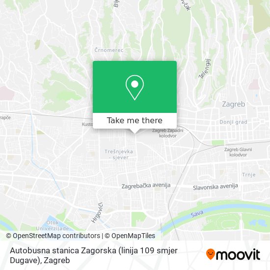 Autobusna stanica Zagorska (linija 109 smjer Dugave) map