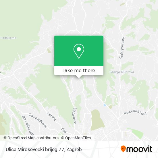 Ulica Miroševečki brijeg 77 map