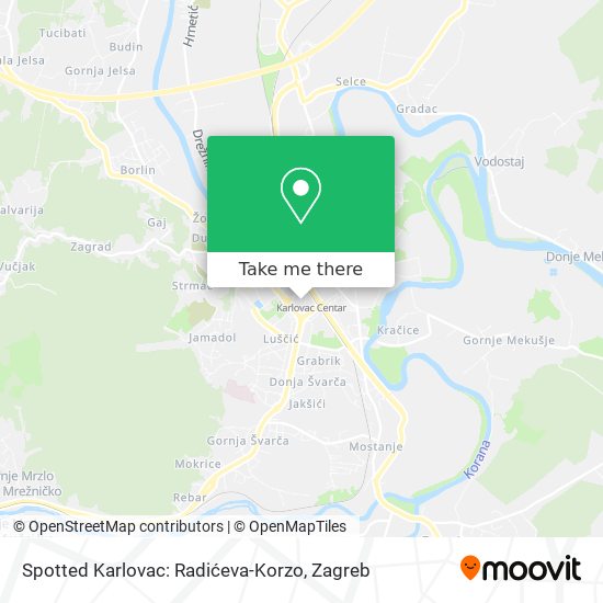 Spotted Karlovac: Radićeva-Korzo map