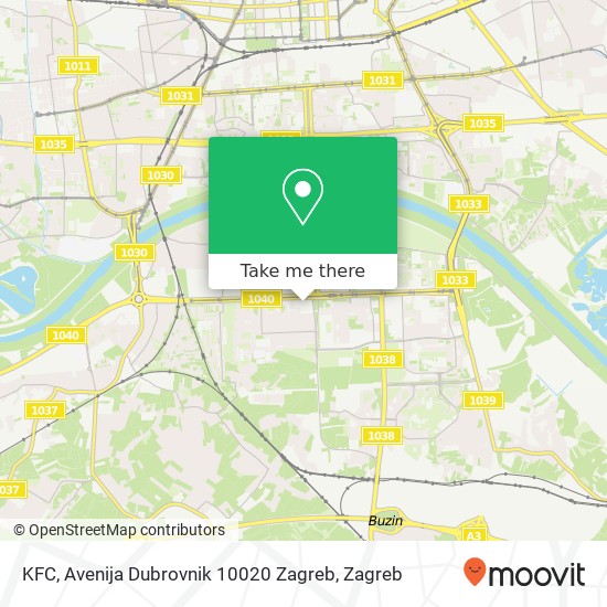 KFC, Avenija Dubrovnik 10020 Zagreb map