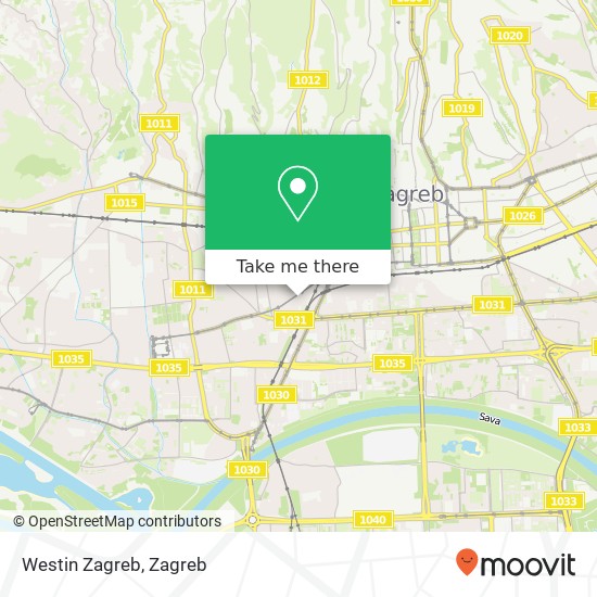 Westin Zagreb map