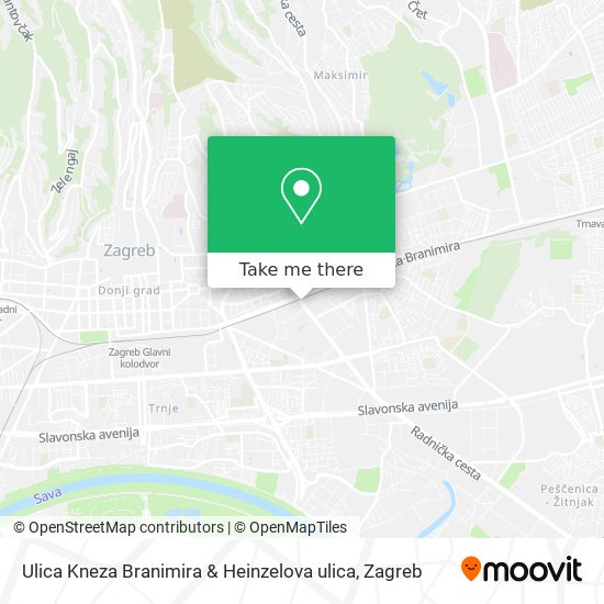 Ulica Kneza Branimira & Heinzelova ulica map