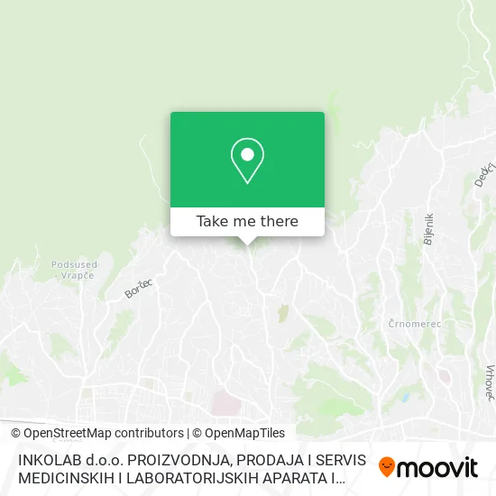INKOLAB d.o.o. PROIZVODNJA, PRODAJA I SERVIS MEDICINSKIH I LABORATORIJSKIH APARATA I PRIBORA map