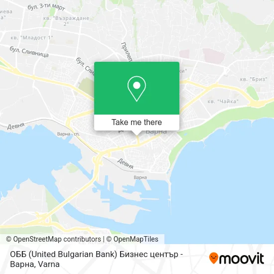 Карта ОББ (United Bulgarian Bank) Бизнес център - Варна