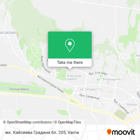 Карта жк. Кайсиева Градина бл. 205