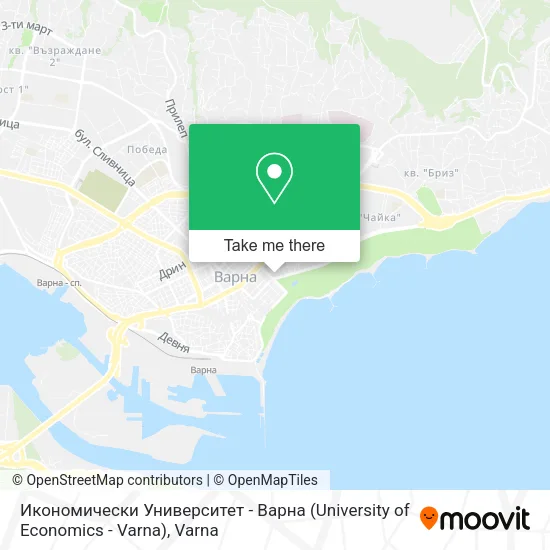 Карта Икономически Университет - Варна (University of Economics - Varna)
