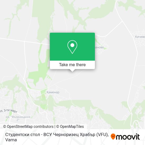 Карта Студентски стол - ВСУ Черноризец Храбър (VFU)