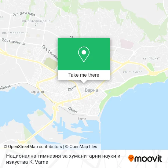 Карта Национална гимназия за хуманитарни науки и изкуства  К