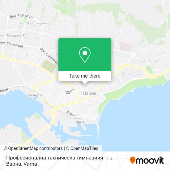 Карта Професионална техническа гимназиия - гр. Варна