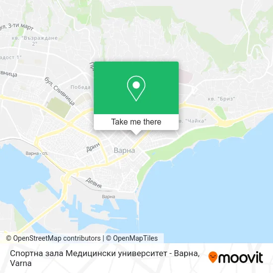 Карта Спортна зала Медицински университет - Варна