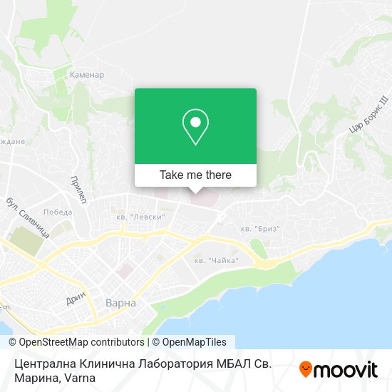 Карта Централна Клинична Лаборатория МБАЛ  Св. Марина