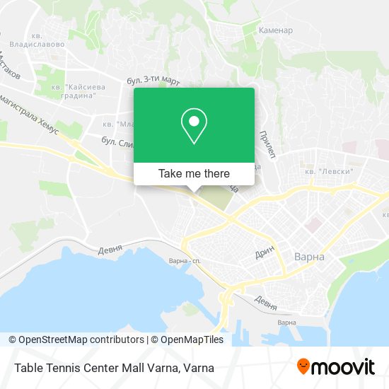 Table Tennis Center Mall Varna map