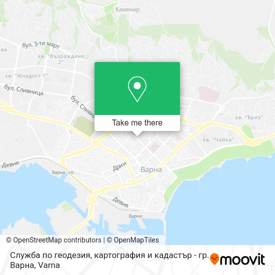 Карта Служба по геодезия, картография и кадастър - гр. Варна