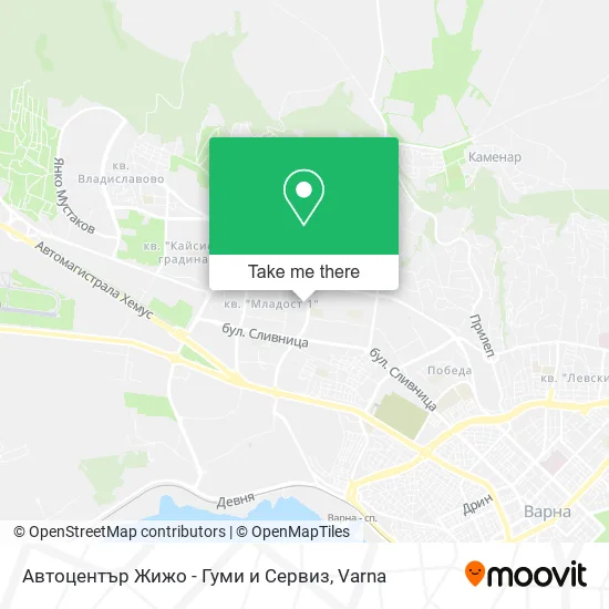 Карта Автоцентър Жижо - Гуми и Сервиз