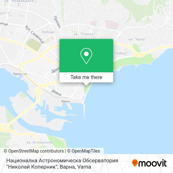 Карта Национална Астрономическа Обсерватория "Николай Коперник", Варна