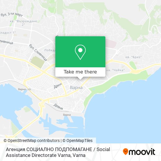 Агенция СОЦИАЛНО ПОДПОМАГАНЕ / Social Assistance Directorate Varna map