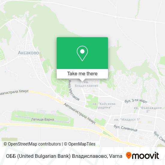 Карта ОББ (United Bulgarian Bank) Владиславово