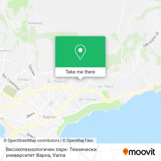 Карта Високотехнологичен парк- Технически университет Варна