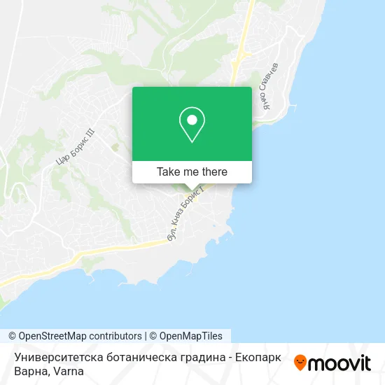 Карта Университетска ботаническа градина - Екопарк Варна