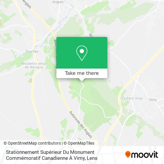 Stationnement Supérieur Du Monument Commémoratif Canadienne À Vimy map